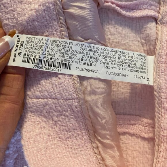 RARE! Zara Woman Pink Boucle High Waisted Shorts in Size L - Picture 10 of 16